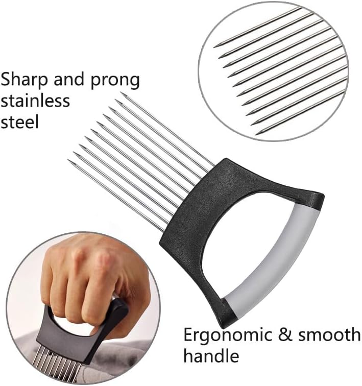 AZOFIA Onion Holder Lemon Slicer Cutter for Food & Veggies, Vegetable Chopper Assistant Tool for Meat, Potato & Tomato (Gray, 1 Pc) - Image 2